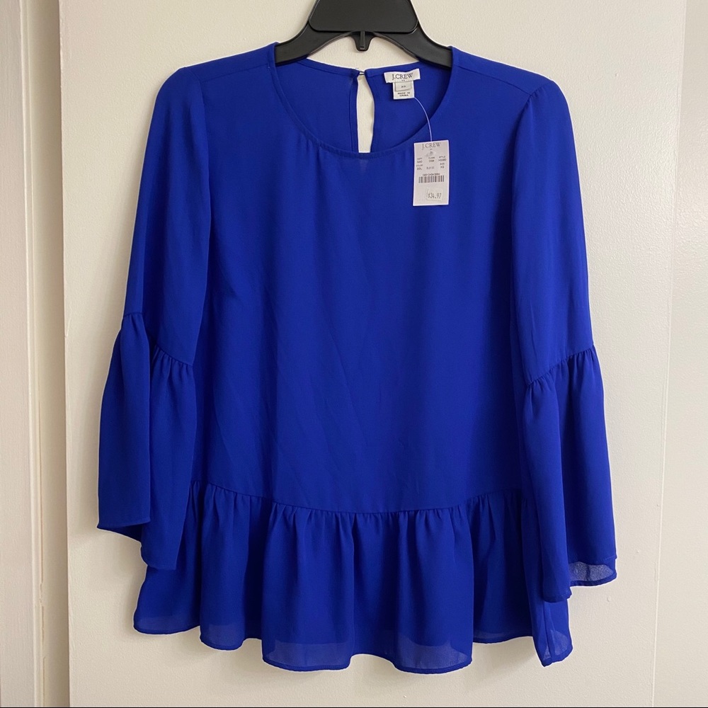 J. Crew Royal Blue 3/4 Length Sleeve Top